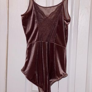 Velvet thong body suit